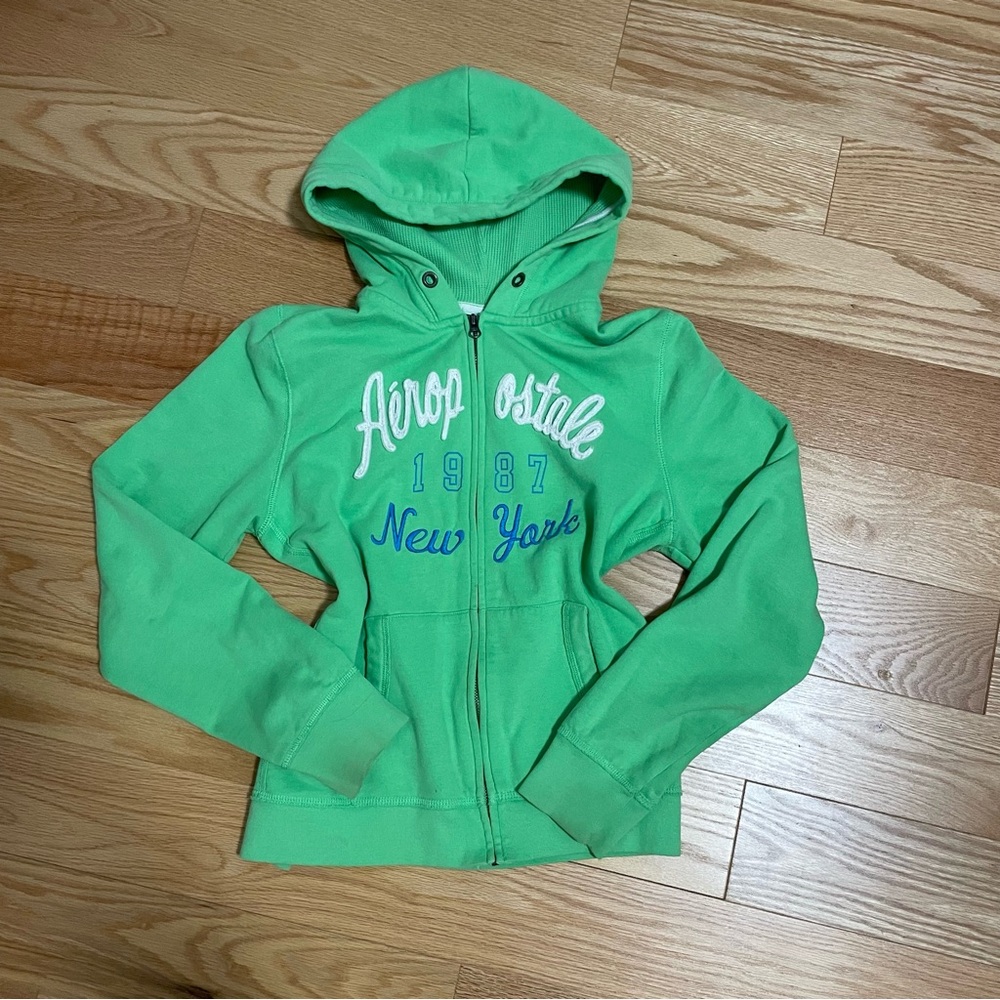 2000s Aeropostale Green Zip up
